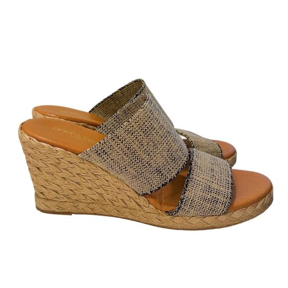 Andre Assous Amalia Wedge Sandal Women’s 38/7 Espadrille Leather Upper Spain - Picture 3 of 7